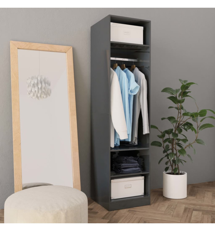 Garde-robe Gris brillant 50 x 50 x 200 cm Aggloméré | Mobilier & Déco