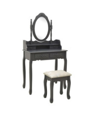 Ensemble de coiffeuse avec tabouret Gris 75x69x140 cm Paulownia | Mobilier & Déco