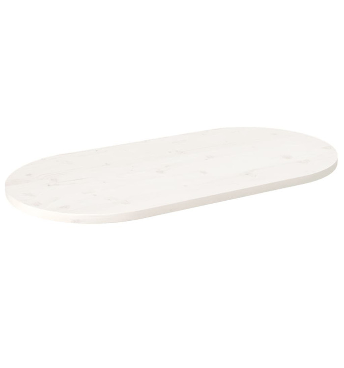Dessus de table blanc 100x50x2,5 cm bois de pin massif ovale | Mobilier & Déco