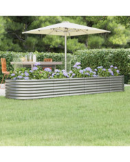 Lit surélevé de jardin Acier enduit de poudre Argenté | Mobilier & Déco