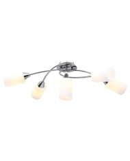 Plafonnier avec abat-jour en verre 5 ampoules E14 Blanc Cône | Mobilier & Déco
