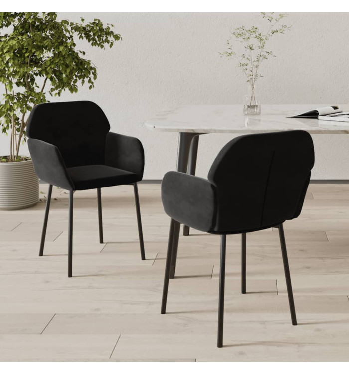 Chaises à manger lot de 2 Noir Velours | Mobilier & Déco
