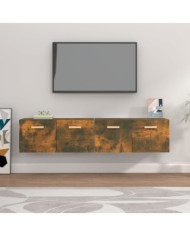 Armoires murales 2pcs Chêne fumé 80x35x36,5cm Bois d'ingénierie | Mobilier & Déco