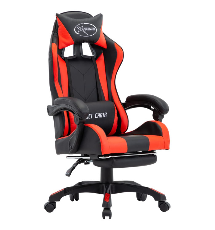 Fauteuil de jeux vidéo et repose-pied Rouge et noir Similicuir | Mobilier & Déco