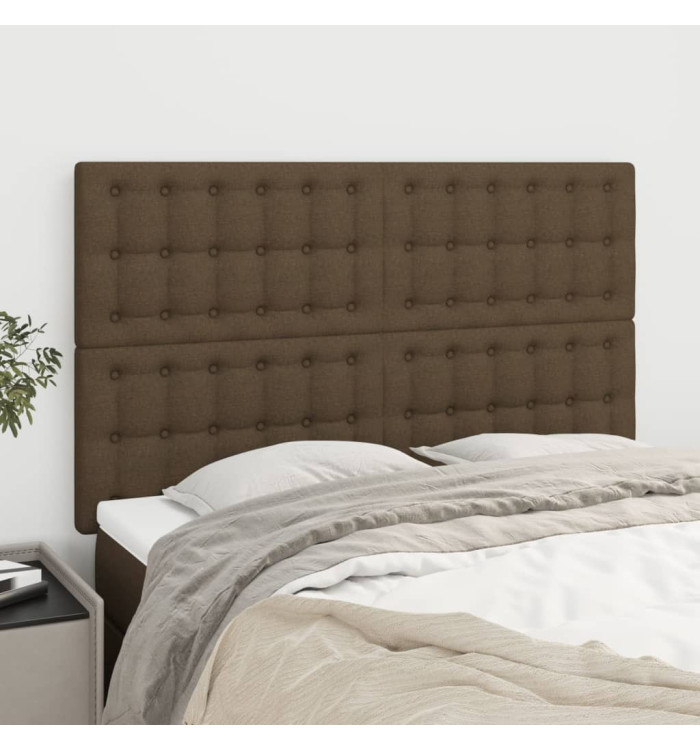 Têtes de lit 4 pcs Marron foncé 72x5x78/88 cm Tissu | Mobilier & Déco