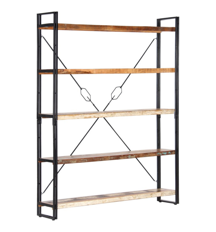 Bibliothèque 5 niveaux 140x30x180cm Bois solide de récupération | Mobilier & Déco