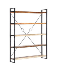 Bibliothèque 5 niveaux 140x30x180cm Bois solide de récupération | Mobilier & Déco