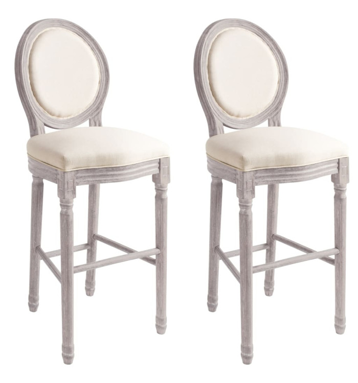 Tabourets de bar lot de 2 blanc lin | Mobilier & Déco