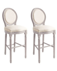 Tabourets de bar lot de 2 blanc lin | Mobilier & Déco