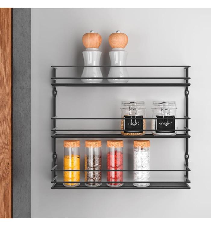 Metaltex Étagère à épices murale à 3 niveaux Pepito Noir | Mobilier & Déco