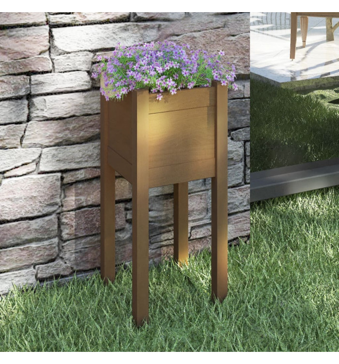 Jardinière d'extérieur Marron miel 31x31x70 cm Bois de pin | Mobilier & Déco