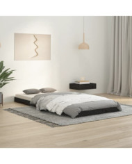Cadre de lit sans matelas noir 90x200 cm bois de pin massif | Mobilier & Déco