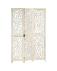 Cloison de séparation 3 panneaux Blanc 120x165 cm Bois manguier | Mobilier & Déco