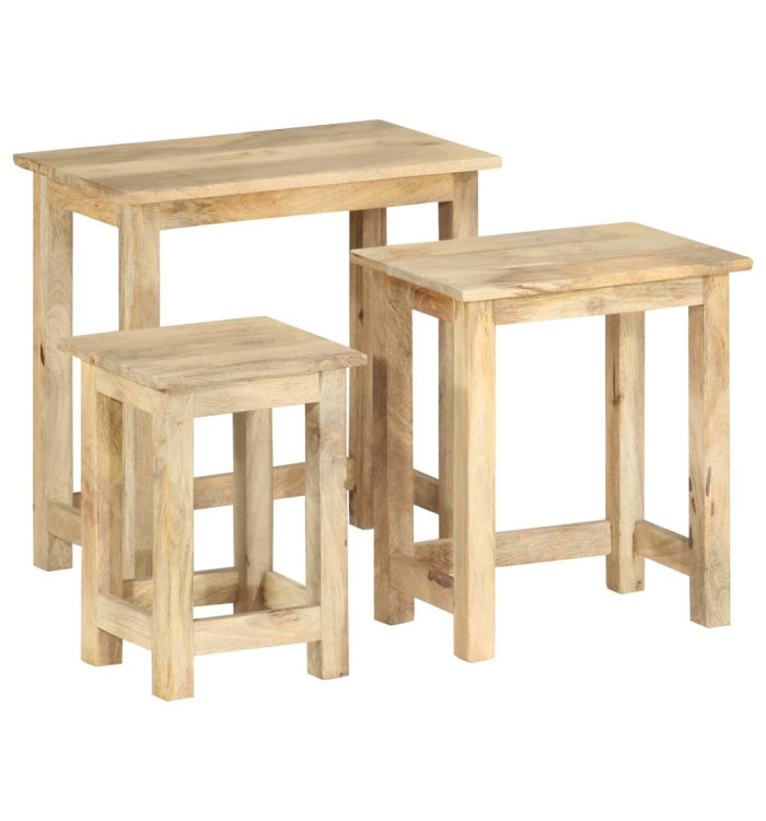 Tables gigognes 3 pcs Bois solide de manguier | Mobilier & Déco