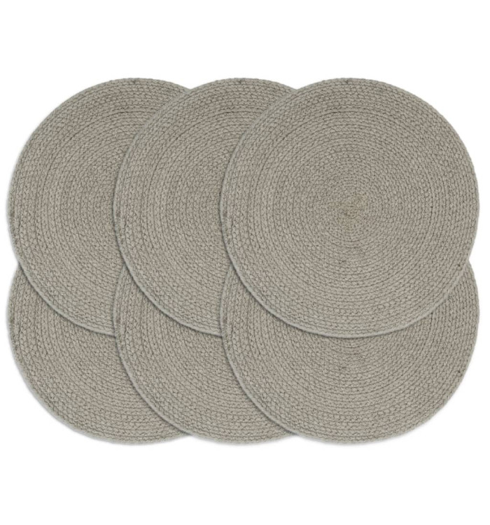 Napperons 6 pcs Gris Plain 38 cm Rond Coton | Mobilier & Déco