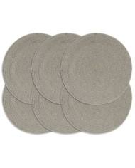 Napperons 6 pcs Gris Plain 38 cm Rond Coton | Mobilier & Déco