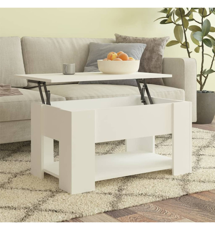 Table basse blanc 79x49x41 cm bois d'ingénierie | Mobilier & Déco