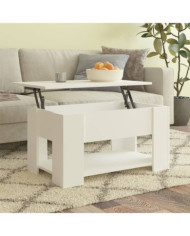 Table basse blanc 79x49x41 cm bois d'ingénierie | Mobilier & Déco