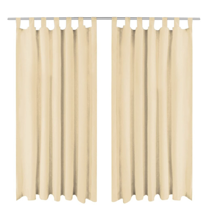 Rideau occultant avec boucles 2 pcs 140 x 245 cm Beige | Mobilier & Déco