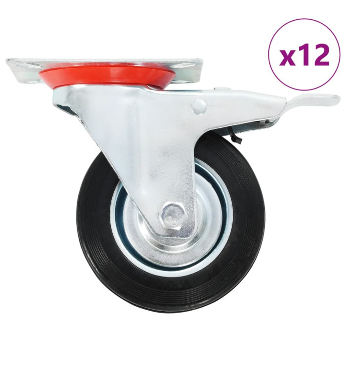 12 pcs Roulettes pivotantes 100 mm | Mobilier & Déco