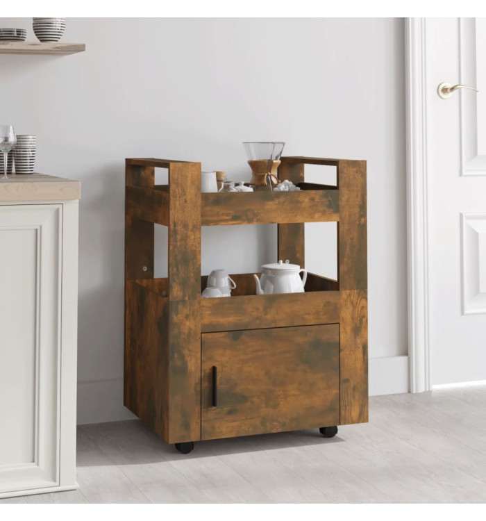 Chariot de cuisine Chêne fumé 60x45x80 cm Bois d'ingénierie | Mobilier & Déco