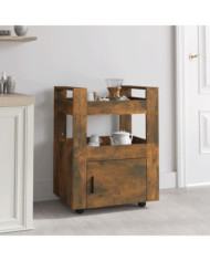 Chariot de cuisine Chêne fumé 60x45x80 cm Bois d'ingénierie | Mobilier & Déco