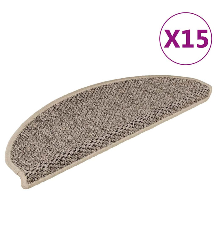 Tapis d'escalier autocollants 15 pcs 65x21x4 cm Beige foncé | Mobilier & Déco