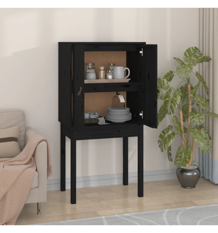 Buffet haut Noir 60x40x120 cm Bois massif de pin | Mobilier & Déco