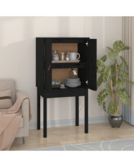 Buffet haut Noir 60x40x120 cm Bois massif de pin | Mobilier & Déco