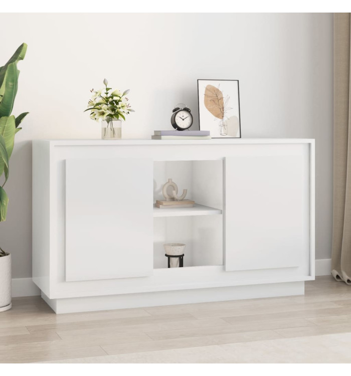Buffet blanc brillant 102x35x60 cm bois d'ingénierie | Mobilier & Déco