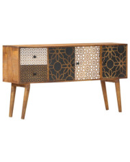 Buffet avec motif imprimé 130x30x70 cm Bois de manguier massif | Mobilier & Déco
