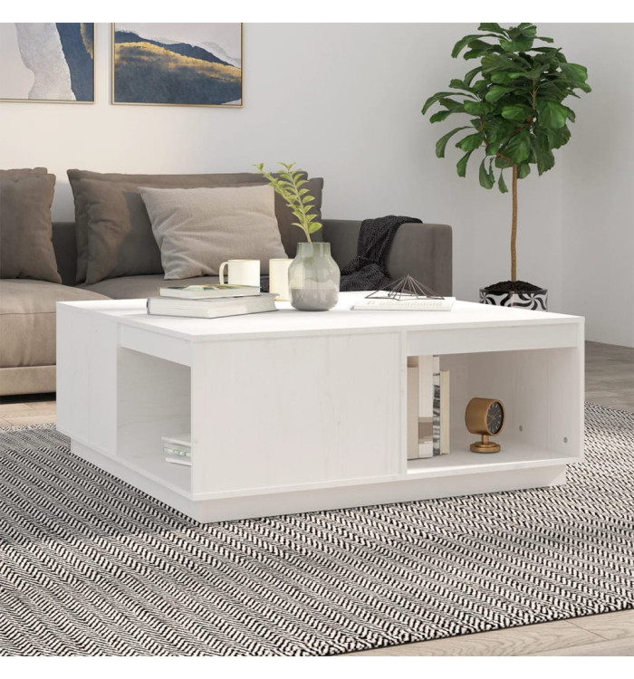 Table basse Blanc 100x101x40,5 cm Bois massif de pin | Mobilier & Déco