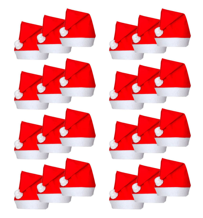 Bonnets de Père Noël 24 pcs | Mobilier & Déco