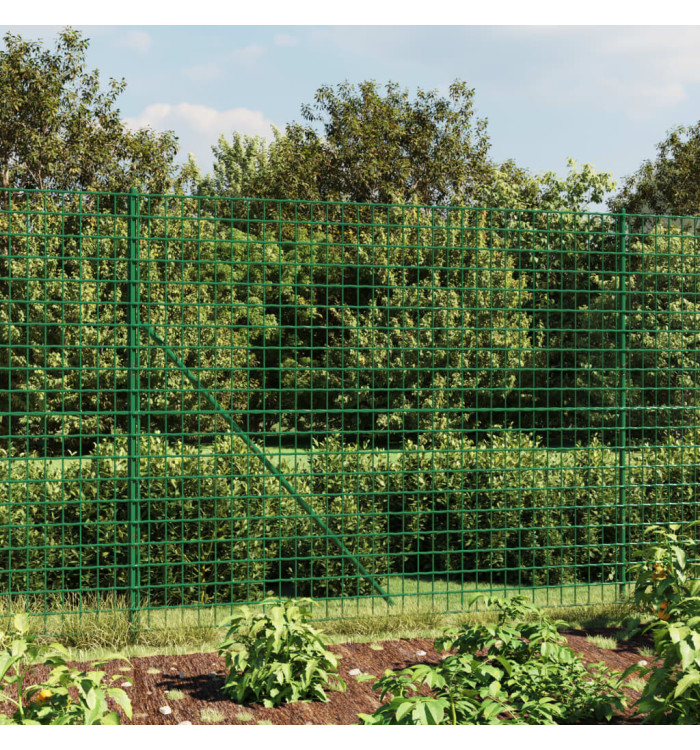 Clôture en treillis métallique vert 2,2x10 m acier galvanisé | Mobilier & Déco