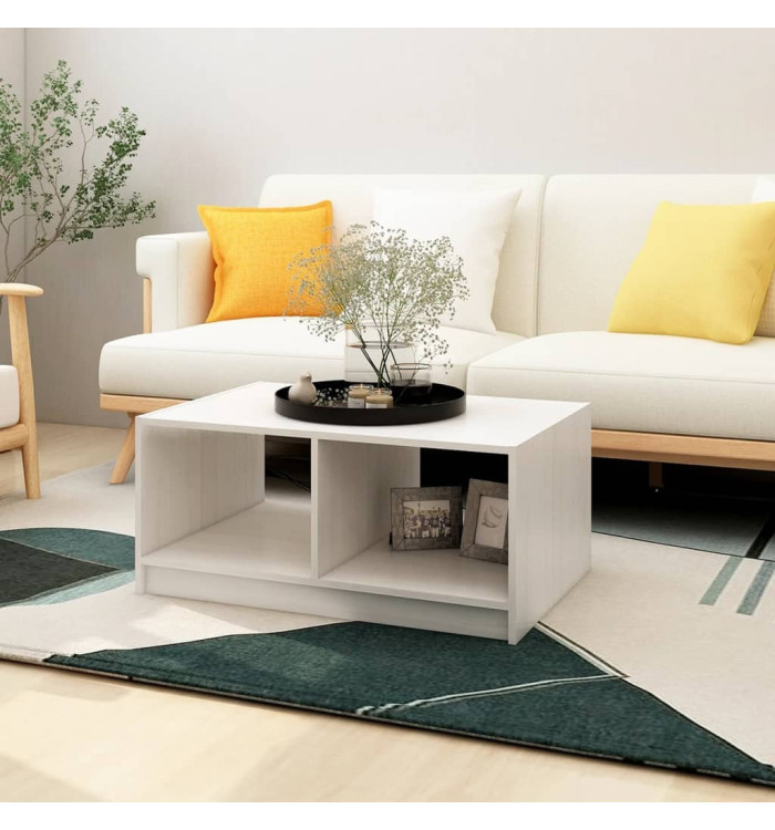 Table basse blanc 75x50x33,5 cm bois de pin massif | Mobilier & Déco