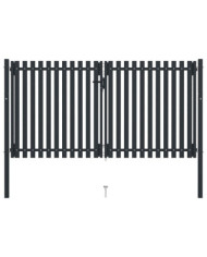 Portail de clôture à double porte Acier 306x200 cm Anthracite | Mobilier & Déco