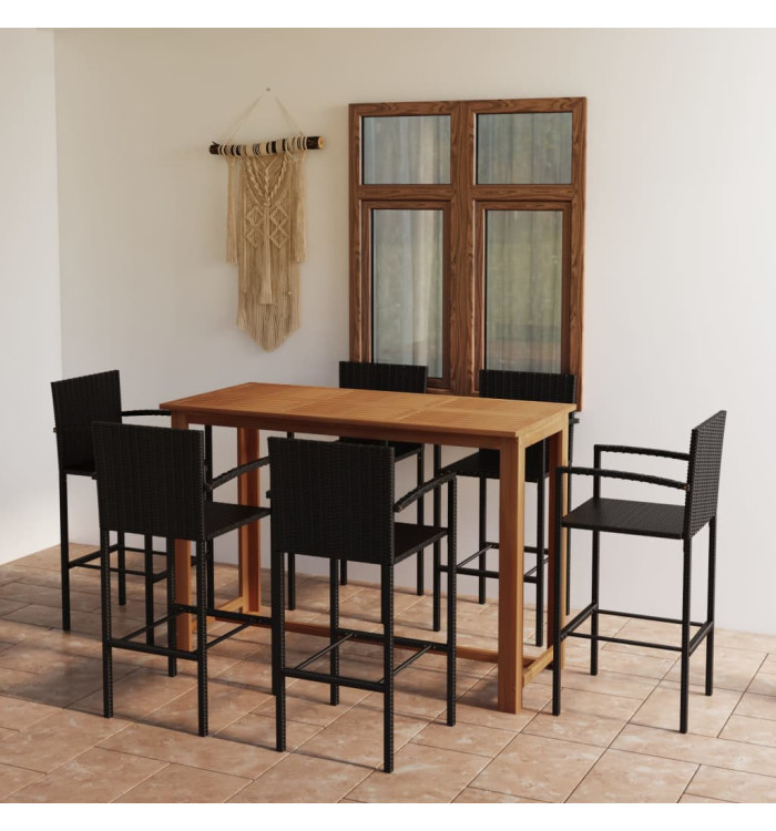Ensemble de bar de jardin 7 pcs Noir | Mobilier & Déco