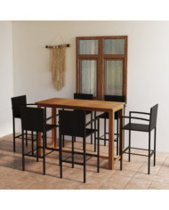Ensemble de bar de jardin 7 pcs Noir | Mobilier & Déco