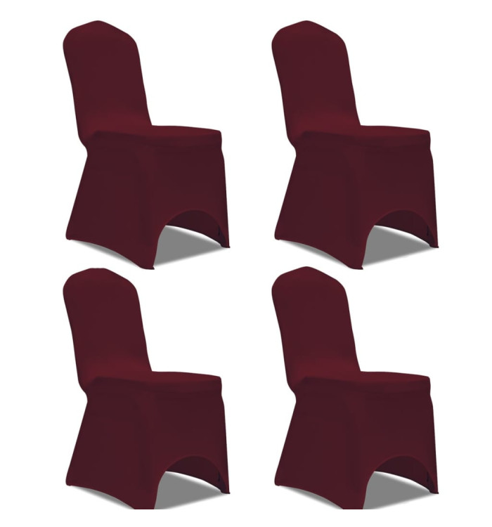 Housse de chaise extensible 4 pcs Bordeaux | Mobilier & Déco