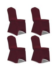 Housse de chaise extensible 4 pcs Bordeaux | Mobilier & Déco