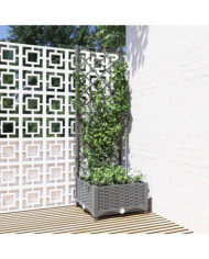 Jardinière avec treillis Gris clair 40x40x121,5 cm PP | Mobilier & Déco