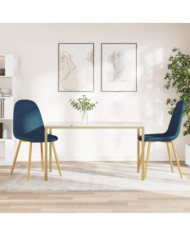Chaises à manger lot de 2 Bleu Velours | Mobilier & Déco