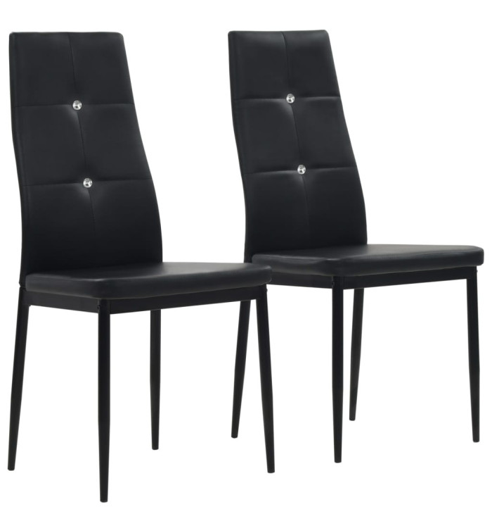 Chaises à manger lot de 2 noir similicuir | Mobilier & Déco