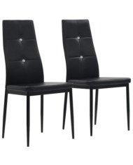 Chaises à manger lot de 2 noir similicuir | Mobilier & Déco