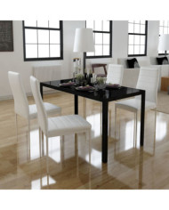 Ensemble de table à manger cinq pièces noir et blanc | Mobilier & Déco