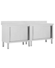 Tables avec portes coulissantes 2 pcs 200x50x(95-97) cm Inox | Mobilier & Déco