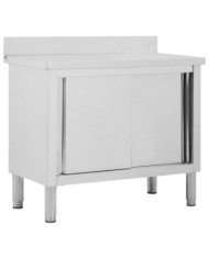 Table de travail avec portes coulissantes 100x50x(95-97)cm Inox | Mobilier & Déco