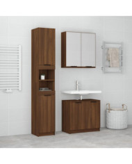 Ensemble d'armoires de salle de bain 3 pcs chêne marron | Mobilier & Déco
