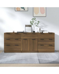 Buffets 3 pcs Chêne marron Bois d'ingénierie | Mobilier & Déco