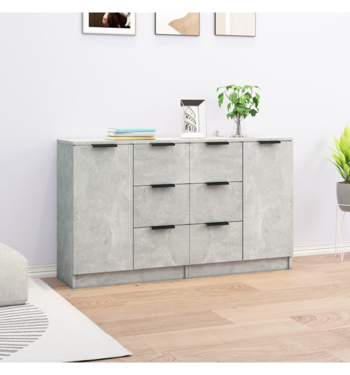 Buffets 2 pcs Gris béton 60x30x70 cm Bois d'ingénierie | Mobilier & Déco